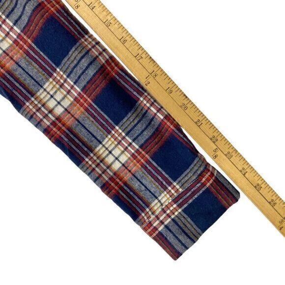 ENVME Long Tunic Flannel Dress Womens Sz Large Red Blue Plaid Lace Up NEW - Picture 12 of 14